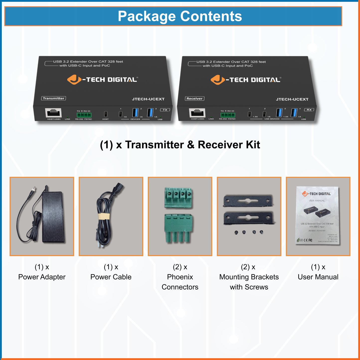 USB 3.2 Extender over Cat6A Ethernet Cable with USB-C Input